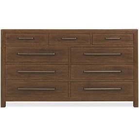 Timberline Medium Brown 9 Drawer Dresser