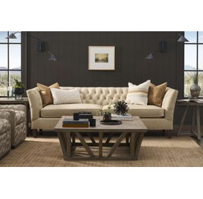 Duncan Nehir Sand Leather 98" Sofa with Pillows