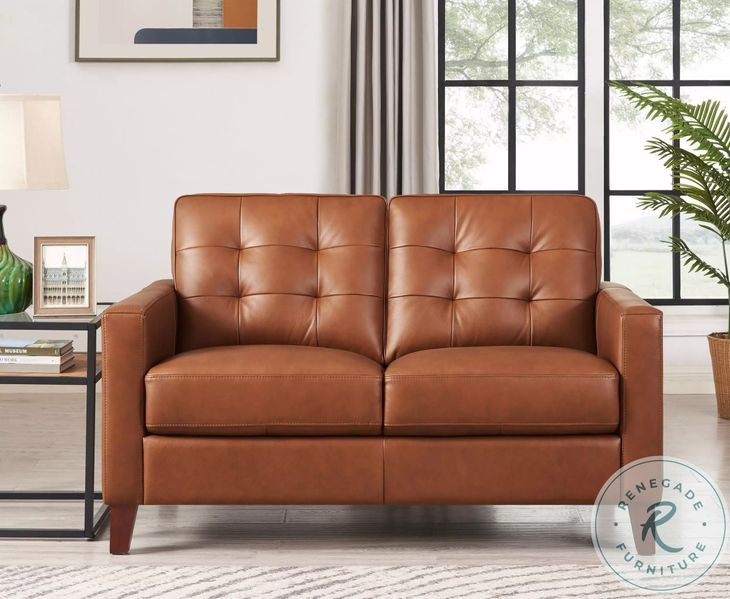 Cassian Nutmeg Leather 56" Loveseat