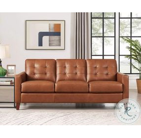 Cassian Nutmeg Leather Living Room Set