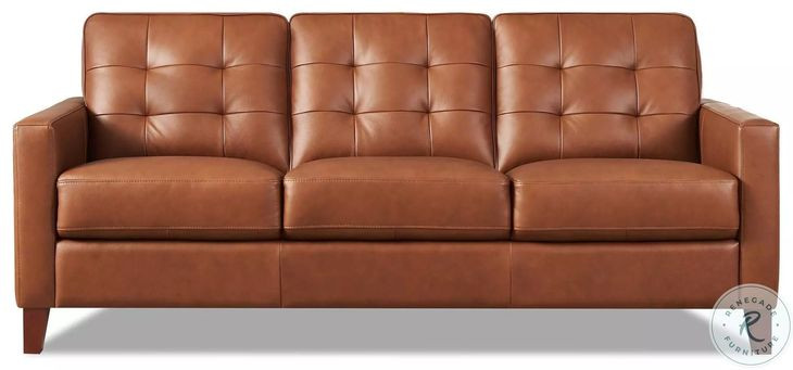 Cassian Nutmeg Leather 80" Sofa