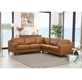 Isla Cognac Top Grain Leather 3 Piece Sectional