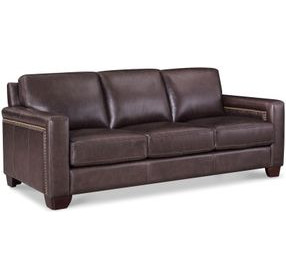 Kathleen Brown Leather 84" Sofa with Nailhead Trim