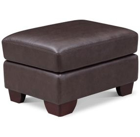 Kathleen Brown Leather Upholstered Rectangular Ottoman with Nailhead Trim