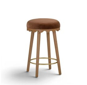 Oodle Light Walnut Performance Vegan Mohair Upholstered Counter Height Stool