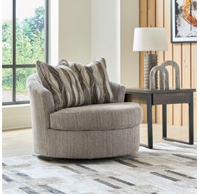 Jasmine Grove Fossil Upholstered Swivel Accent Chair with Pillow