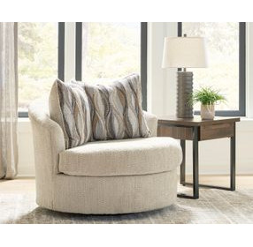 Jasmine Grove Oatmeal Upholstered Swivel Accent Chair with Pillow