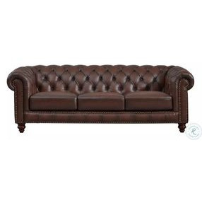 Waverly Caramel Leather Living Room Set with Nailhead Trim