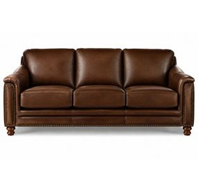 Bexley Caramel Leather Living Room Set with Nailhead Trim