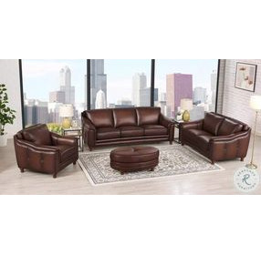 Bexley Caramel Leather Upholstered Accent Chair with Nailhead Trim