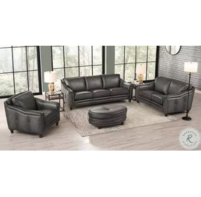 Bexley Ash Leather 67" Loveseat with Nailhead Trim