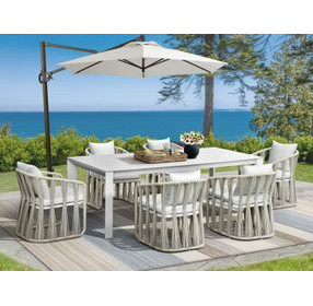 Alexa Outdoor Dining White Outdoor 87" Rectangular Stone Top Dining Table