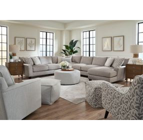 Durango Moose Beige 4 Piece Modular Sectional with RAF Chaise and Pillows