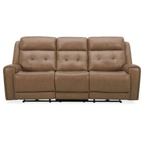 Worthington York Sand Leather 87" Zero Gravity Power Reclining Living Room Set with USB Charging