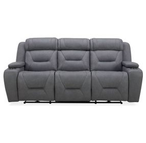 Langford Aline Blue Gray Leather 91" Zero Gravity Power Reclining Living Room Set with USB Charging and LED