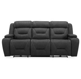 Langford Aline Coal Leather 91" Zero Gravity Power Reclining Living Room Set with USB Charging and LED