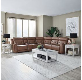 Beckham Aline Saddle Leather Modular Power Reclining Sectional