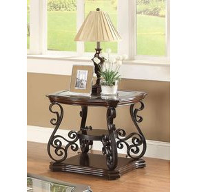 Laney Deep Merlot And Clear End Table