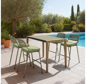 Rio Green Upholstered Outdoor Bar Stool Set of 2