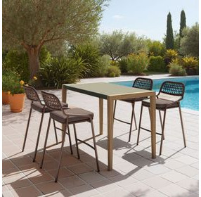 Rio Brown Upholstered Outdoor Bar Stool Set of 2