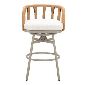 Safal White Upholstered Swivel Outdoor Bar Stool