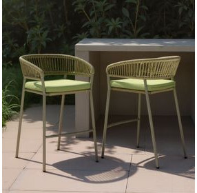 Skye Green Upholstered Outdoor Bar Stool Set of 2