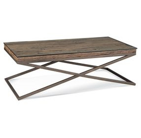 Cambria Bronze and Brown Rectangular Glass Top Coffee Table