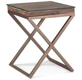 Cambria Bronze and Brown Square Glass Top End Table
