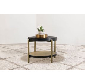 Arini Black and Aged Brass Round End Table