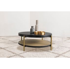 Arini Black and Aged Brass Round Coffee Table