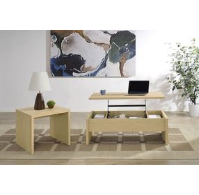 Canoga Light Oak Rectangular Lift Top Occassional Table Set