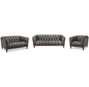Trix Ash Gray Leather Living Room Set
