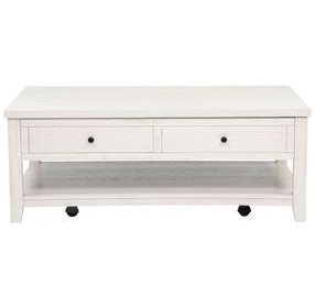 Payne Distressed White Rectangular Lift Top Occassional Table Set