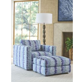 Key Biscayne Granville Indigo Upholstered Rectangular Ottoman