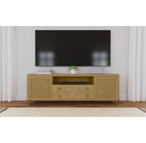 Arini Sand Wash 2 Door Rattan Cane TV Stand