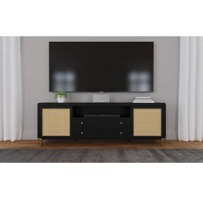 Arini Black 2 Door Rattan Cane TV Stand