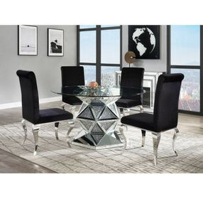 Noralie Clear 52" Round Glass Top Dining Table