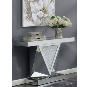 Gunilla Silver And Clear Mirror Triangle Detailing Sofa Table
