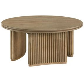 Adina Distressed Light Brown Round Cocktail Table