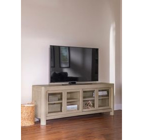 Solano Weathered Mango 71" TV Stand with 2 Glass Doors