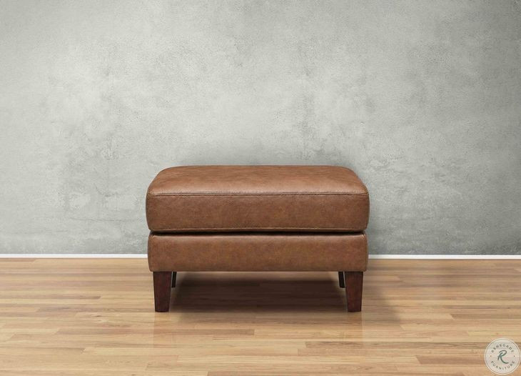 Cassie Latte Leather Upholstered Rectangular Ottoman