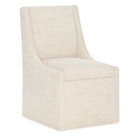 Solara Beige Upholstered Side Chair with Casters