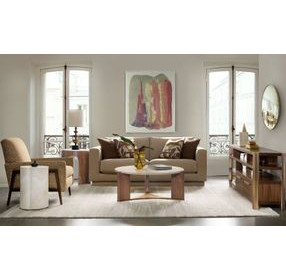 Eleana Medium Brown and Beige Round 22" Marble Top End Table