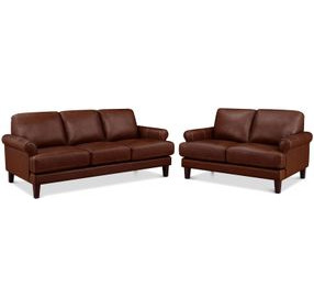 Soleil Brandy Leather Living Room Set