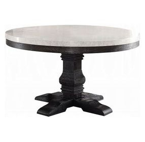 Nolan White and Salvage Dark Oak 54" Round Marble Top Dining Table