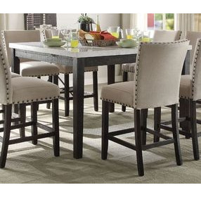 Nolan White and Salvage Dark Oak Marble Top Counter Height Dining Room Set