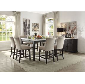Nolan White and Salvage Dark Oak Marble Top Counter Height Dining Room Set