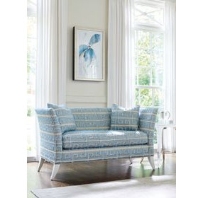 Hampstead Avondale Blue and Beige 60" Settee with Pillows