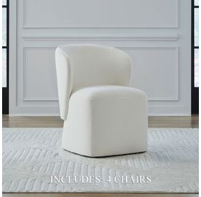 Accent Dining Ivory Upholstered Dining Chair with Casters Set of 4