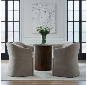 Accent Dining Truffle Upholstered Dining Arm Chair with Casters